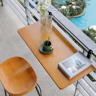 Imagem de Mesa suspensa montada na parede, mesa flutuante pequena que economiza espaço, mesa de jantar escondida de madeira maciça, mesa de laptop montada na parede, para estudo, quarto, banheiro ou varanda