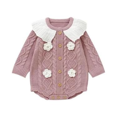 Imagem de Macacão Floral De Manga Longa Rosa Para Bebês Meninas, Inverno, Novo, 