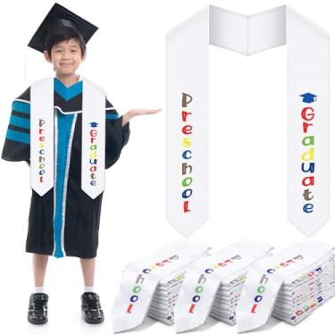 Imagem de Jexine 48 peças estola de formatura pré-escolar faixa de pós-graduação 2026 presentes de jardim de infância unissex estola de formatura a granel (branca)
