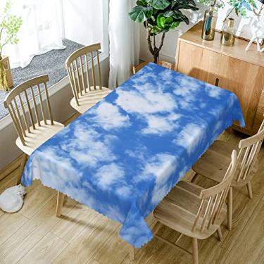 Imagem de SIEDYCV Toalha de mesa azul céu branco nuvem 177 x 236 cm nuvem natural céu azul branco tecido retangular toalha de mesa poliéster à prova de óleo lavável capa de mesa para banquete de casamento