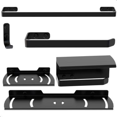 Imagem de Kit Acessórios Para Banheiro Preto Fosco 6 Peças Zmt