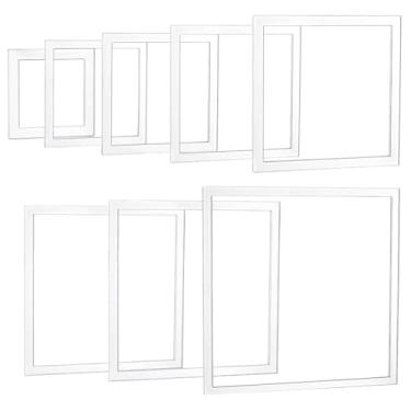 Imagem de PH PandaHall 8 peças de modelos quadrados de acrílico para marcenaria, 2,8 ~ 20,3 cm modelo de acrílico transparente para projetos de madeira, artesanato feito à mão