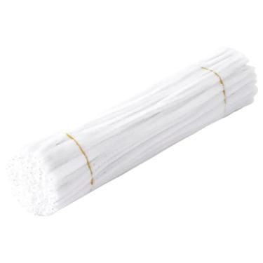 Imagem de Fenteer Artesanato com limpadores de cachimbo, tubo de chenille de 8 mm, decoração para casa, arranjos florais, buquês DIY, material feito à mão para, Branco