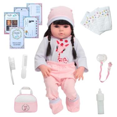 Imagem de Boneca Reborn Bebê Realista Menina Morena Girafinha Fofa