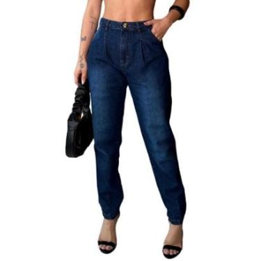 Imagem de Calça Mom Jeans Feminina Cintura Alta Patria Brasil Lavagem Escura-Feminino