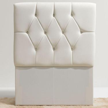 Imagem de Cabeceira Cama Box Casal 140cm Eloá Estofada Suede Veludo Premium Branco