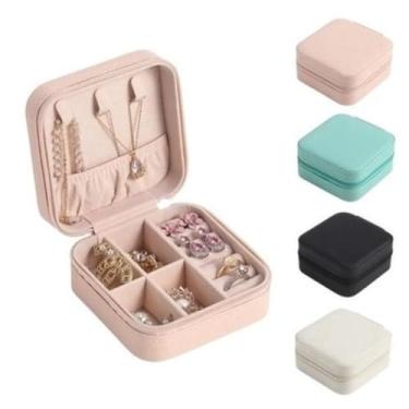 Imagem de Porta Joia De Bolsa Para Viagem Portátil caixa de armazenamento bolsa anel colar Bom Presente(1 Peça-Aleatório)