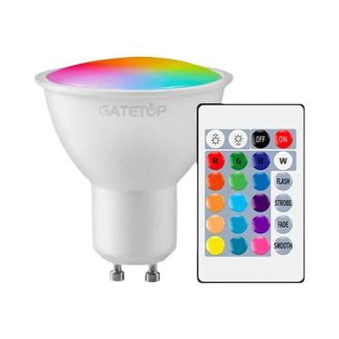 Imagem de Lâmpada LED RGB GU10 6W Dimerizável Com Controle Remoto De 24 Teclas C