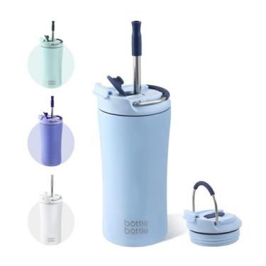 Imagem de Copo Térmico BOTTLE BOTTLE 355 ml com Tampa Dupla e Canudo Azul