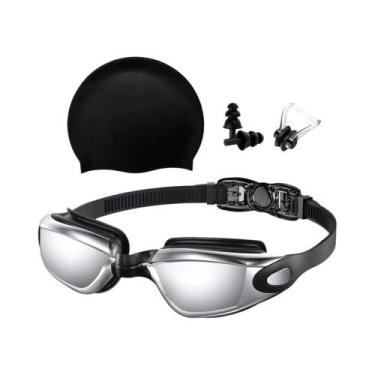 Imagem de Óculos De Natação Antiembaçantes Com Proteção UV, Touca De Silicone, C