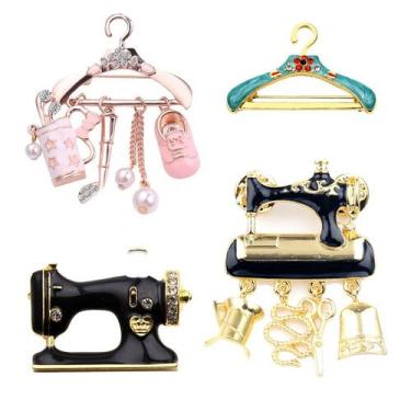Imagem de Conjunto de broches, máquina de costura criativa e cabide x4 - yiweisa