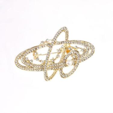 Imagem de Alfinetes de broche Luxury Saturn Planet com pérola e strass - Yiweisa