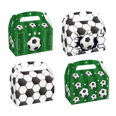 Imagem de Conjunto de caixas de presente com tema de futebol, 12 peças, 16,5 x 9
