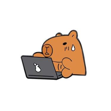 Imagem de Alfinetes de broche: fofo desenho animado de capivara, distintivo de l