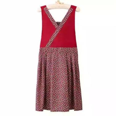 Imagem de Avental estilo vintage com bainha floral e alça cruzada - Yiweisai