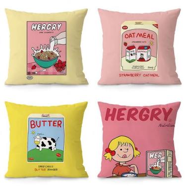 Imagem de Conjunto de fronhas Cute Cartoon Food Pattern 35x35 cm (conjunto de 4)