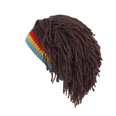 Imagem de Chapéu de malha Cimjim masculino com cabelo, gorro engraçado de invern