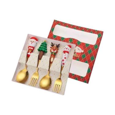Imagem de Conjunto De Talheres De Natal Elk 4 Peças: Colher, Garfo, Colher De So