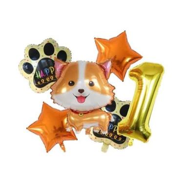 Imagem de Balões De Hélio Corgi Husky 6pcs, Decoração De Festa De Aniversário E 