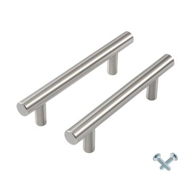 Imagem de 2 Puxador Em Aço Inox Tubular Haste Redonda 9,6Cm