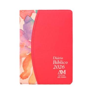 Imagem de Agenda Luxo Diário Bíblico 2026 Capa Rosa Floral pano couro - Ave Mari