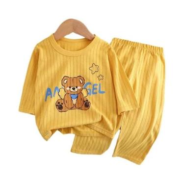 Imagem de Conjunto De Roupas Com Estampa De Urso Bebê, Pijama De Algodão De Mang
