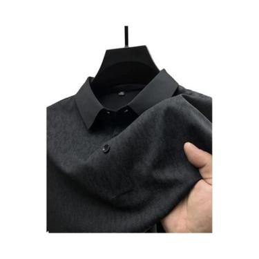 Imagem de Camisa Polo Masculina De Alta Qualidade Em Seda Gelada, Manga Curta, R