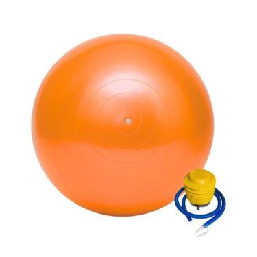 Imagem de Bola Pilates Suíça 75cm Laranja Com Bomba AntiEstouro 200kg Yoga - Das