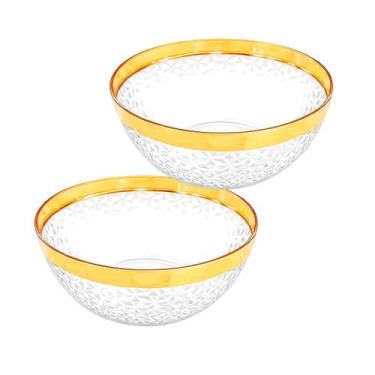 Imagem de Kit 2 Bacia Acrílica 22cm Decorativa Multiuso Cozinha Tigela Canelado 