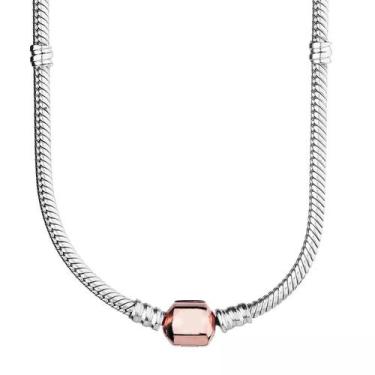 Imagem de Colar 45cm em Banho Prata Fecho Rose - Pulseiras e Berloques