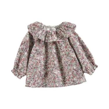 Imagem de Blusa De Renda De Algodão Com Mangas Longas Para Meninas De 0 a 24 Mes