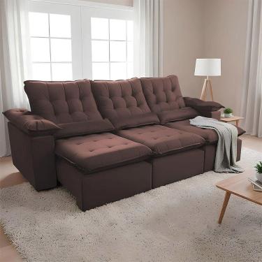 Imagem de Sofá Retrátil 2.90m Suede Acolhedor E Conforto Extra Para Sala Ampla Europa Marrom