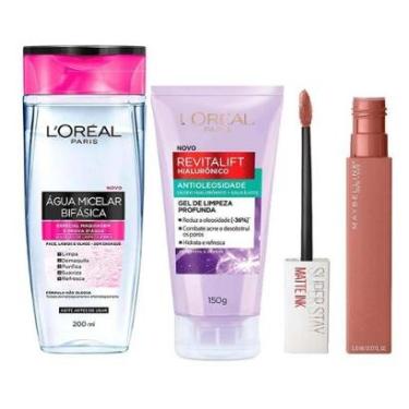Imagem de L’Oréal Paris + Maybelline Kit - Água Micelar Bifásica + Gel de Limpeza Antioleosidade + Batom Líqui-Feminino