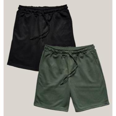 Imagem de Kit 2 Bermuda Masculina Moletom WSS Basic Preto e Verde-Masculino