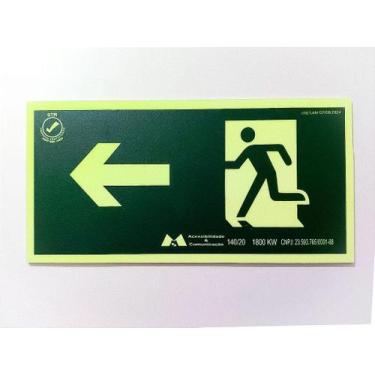 Imagem de Kit Placa de Sinalização Rota de Fuga Orientação e Salvamento Escada s
