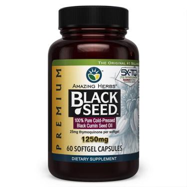 Imagem de Suplemento Amazing Herbs Black Seed Oil 60 Cápsulas 1250Mg-Unissex