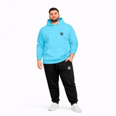 Imagem de Conjunto Moletom Plus Size Canguru G1 a G5 Casaco Com Capuz Calça de Frio Inverno Algod...