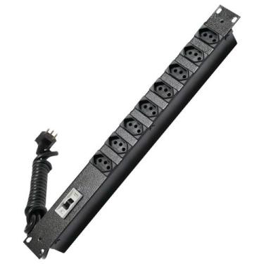 Imagem de Régua de Tomadas 08 Saídas Padrão Novo NBR 10A com Disjuntor - CALHA00
