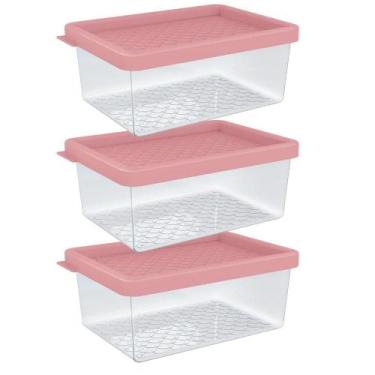 Imagem de Kit 3 Pote Organizador Multiuso P 0,6L Transparente Plástico Cozinha G