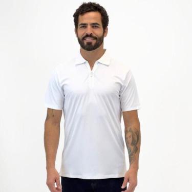 Imagem de Camisa Polo Sea Surf com Zíper Manga Curta Masculina, M, Branco