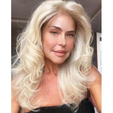 Imagem de Peruca Lace Front Cabelo Humano Fashion Loiro Claro 55cm - Cia dos Cab