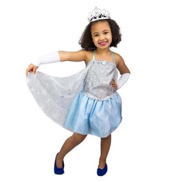Imagem de Fantasia Elsa Infantil Vestido Frozen Verão com Capa - Fantasias Carol