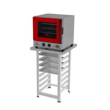Imagem de Kit Forno Turbo Progás Prp-004 G2 com Bancada Mes-004 e 4 Assadeiras Vermelho 110V