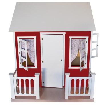 Imagem de Casinha de Brinquedo com Cercado e Cortinas L12 Vermelho-branco Gran Belo