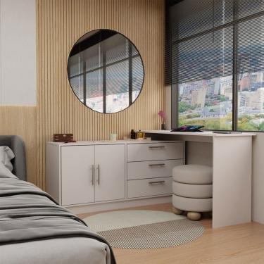 Imagem de Penteadeira com Cômoda Mônaco 2 Portas 3 Gavetas Branco - Panorama Móveis
