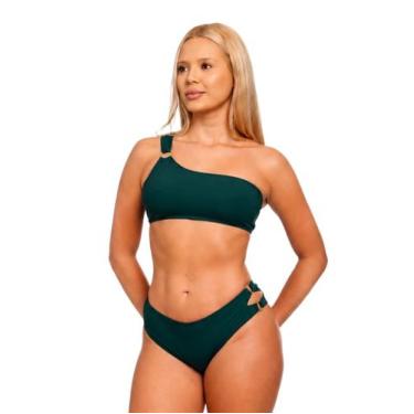 Imagem de Biquíni Feminino Um Ombro Só Liso Lycra Tecido Premium Todo Forrado Co