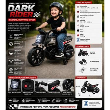 Imagem de Moto Elétrica Infantil Dark Rider - Preta - UNITOYS