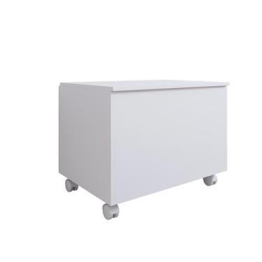 Imagem de Bau Organizador Brinquedos Infantil Rodizios Minimalista Branco - Zoca