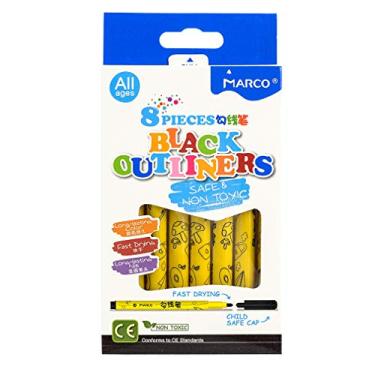 Imagem de 8 canetas pretas e oleosas para marcar linhas infantis, canetas marcadoras feitas à mão