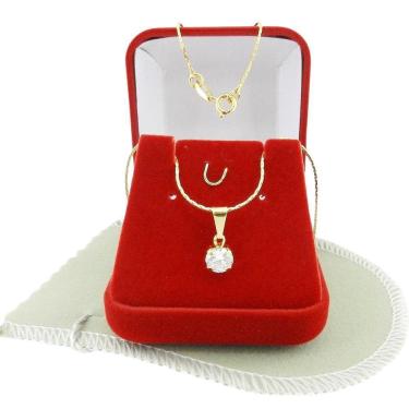 Imagem de Corrente Feminina 40Cm 0.5Mm + Ponto Luz Folheado Ouro Cr566